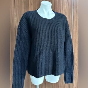 Woolen Bloom Navy Thick Ribbed Static Woven Fleck Crew Neck Sweater New M